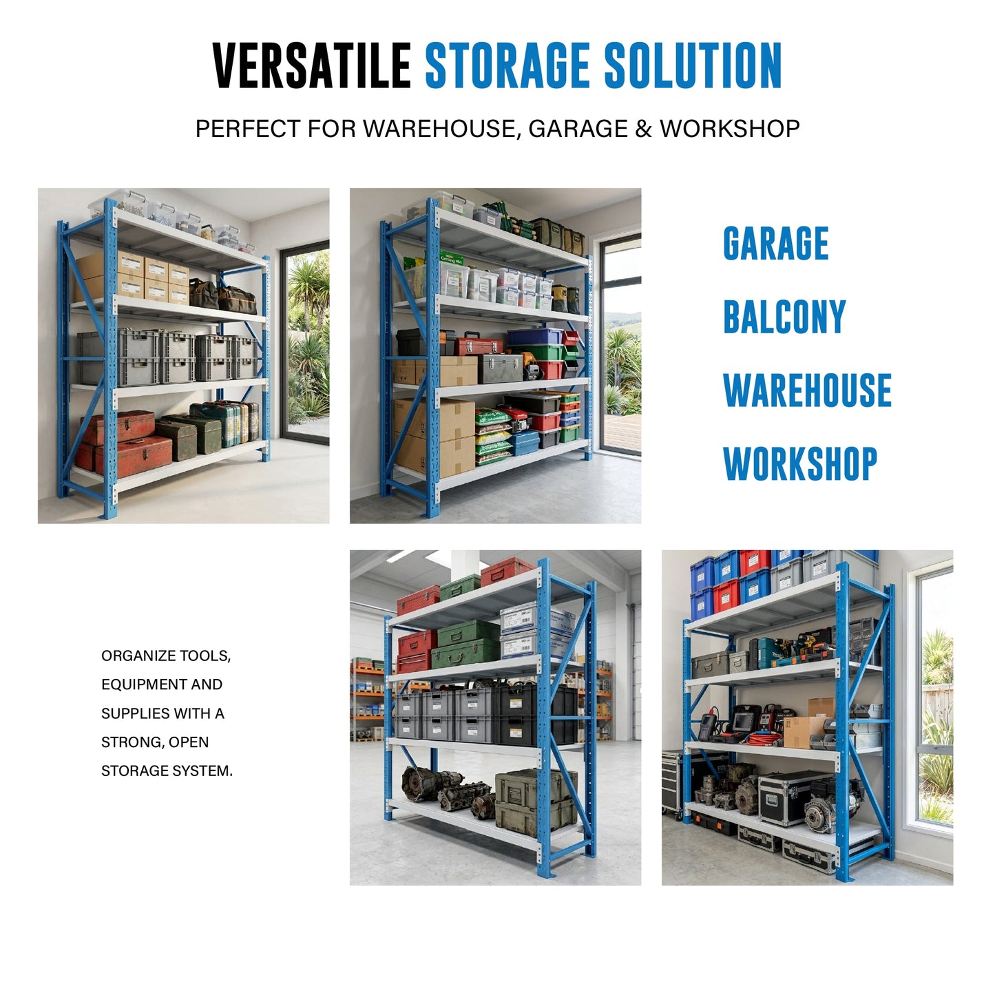 4 Tiers 1.96m x 2m x 0.5m Storage Shelving  Steelmates