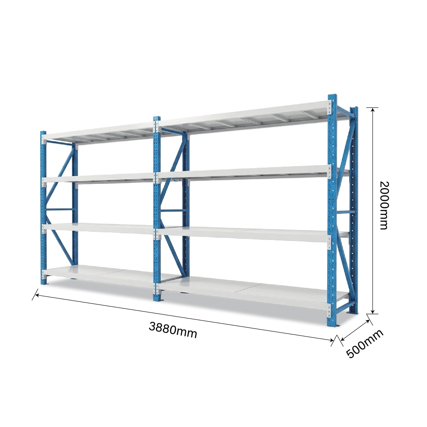 4 Tiers 3.88m x 2m x 0.5m Storage Shelving  Steelmates