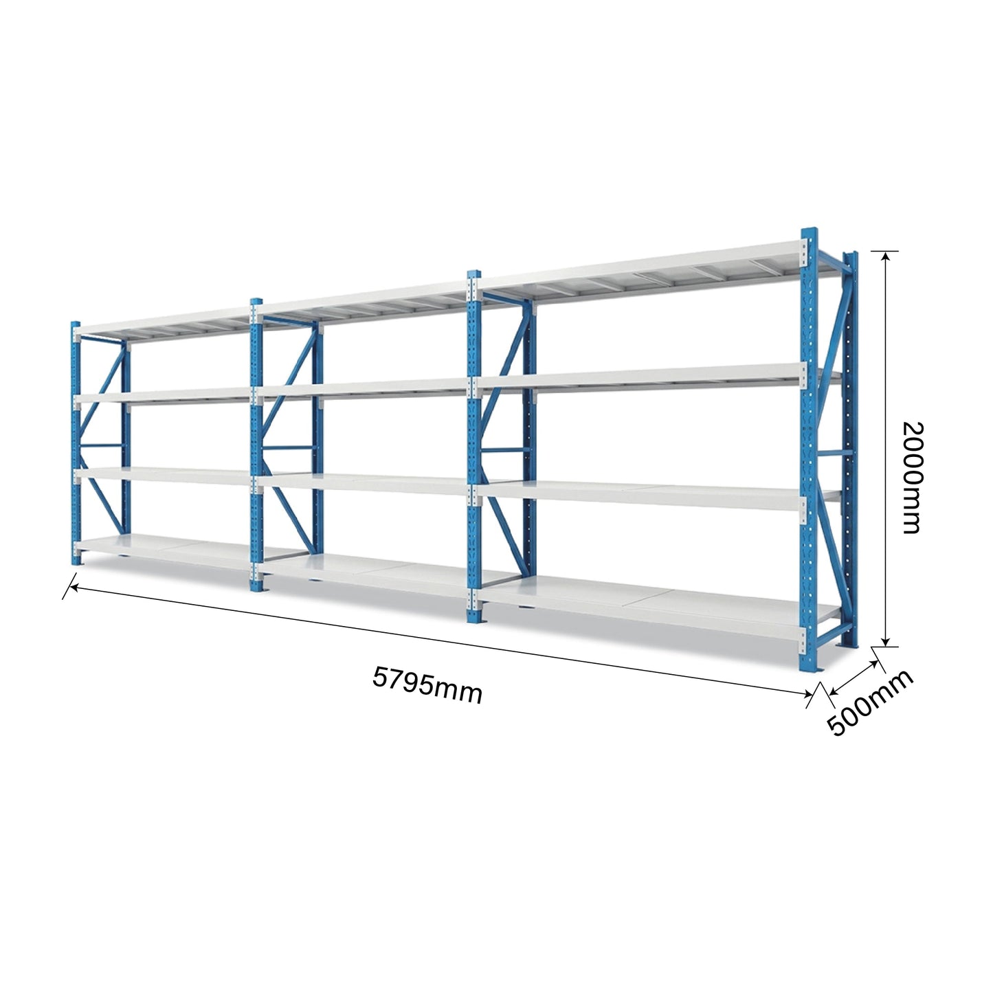 4 Tiers 5.795m x 2m x 0.5m Storage Shelving  Steelmates