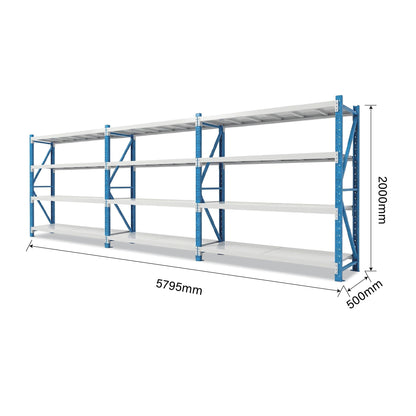4 Tiers 5.795m x 2m x 0.5m Storage Shelving  Steelmates