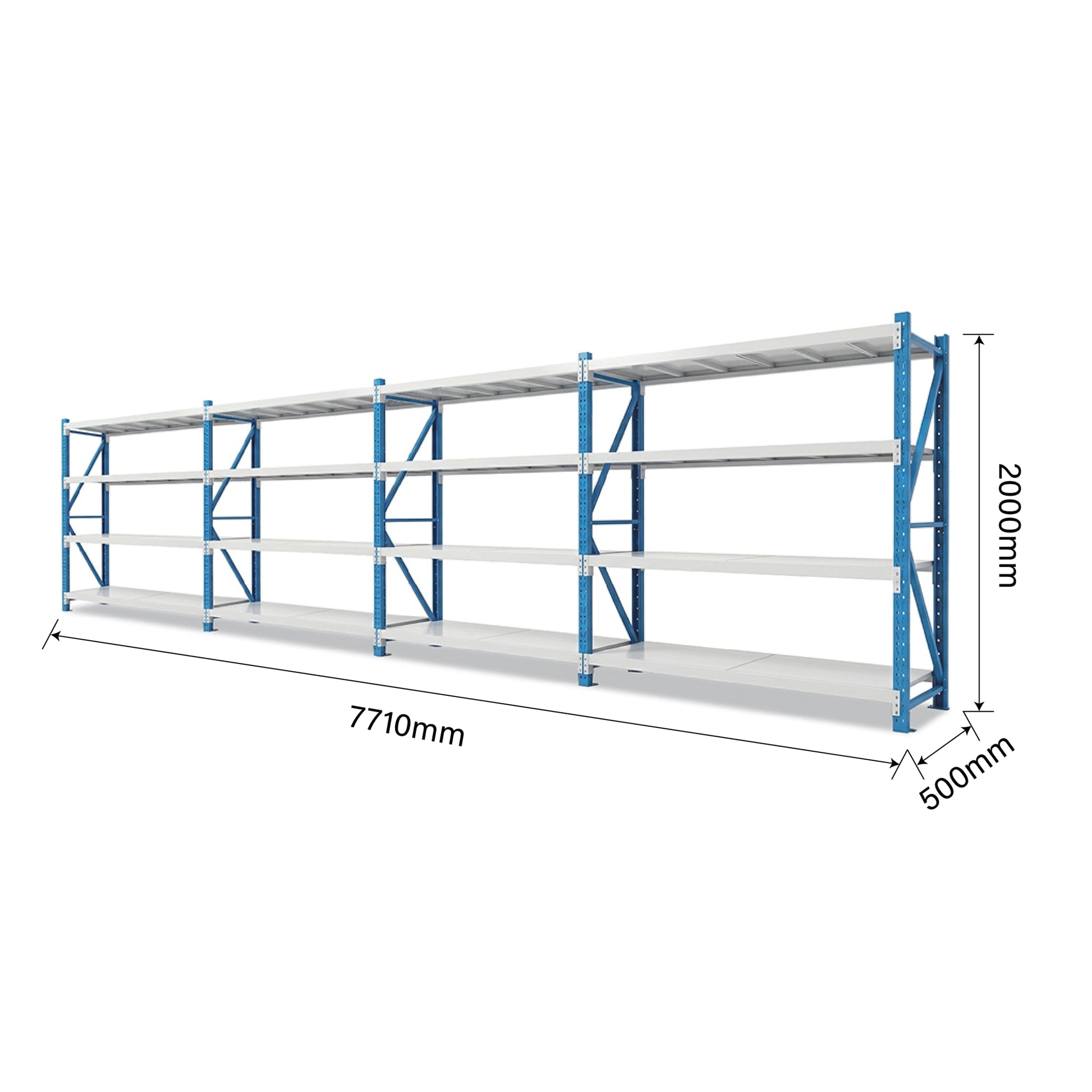 4 Tiers 7.71m x 2m x 0.5m Storage Shelving  Steelmates