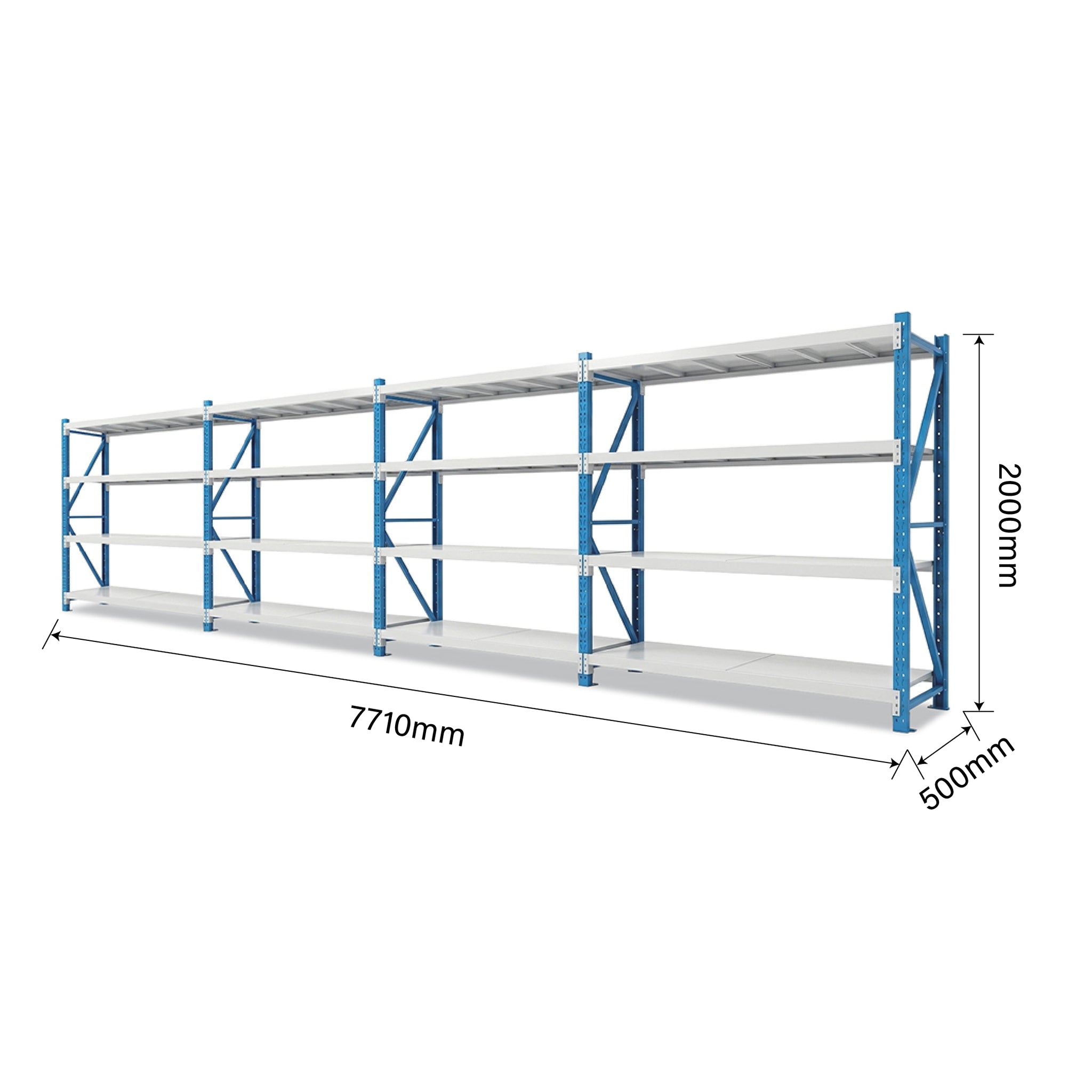4 Tiers 7.71m x 2m x 0.5m Storage Shelving  Steelmates
