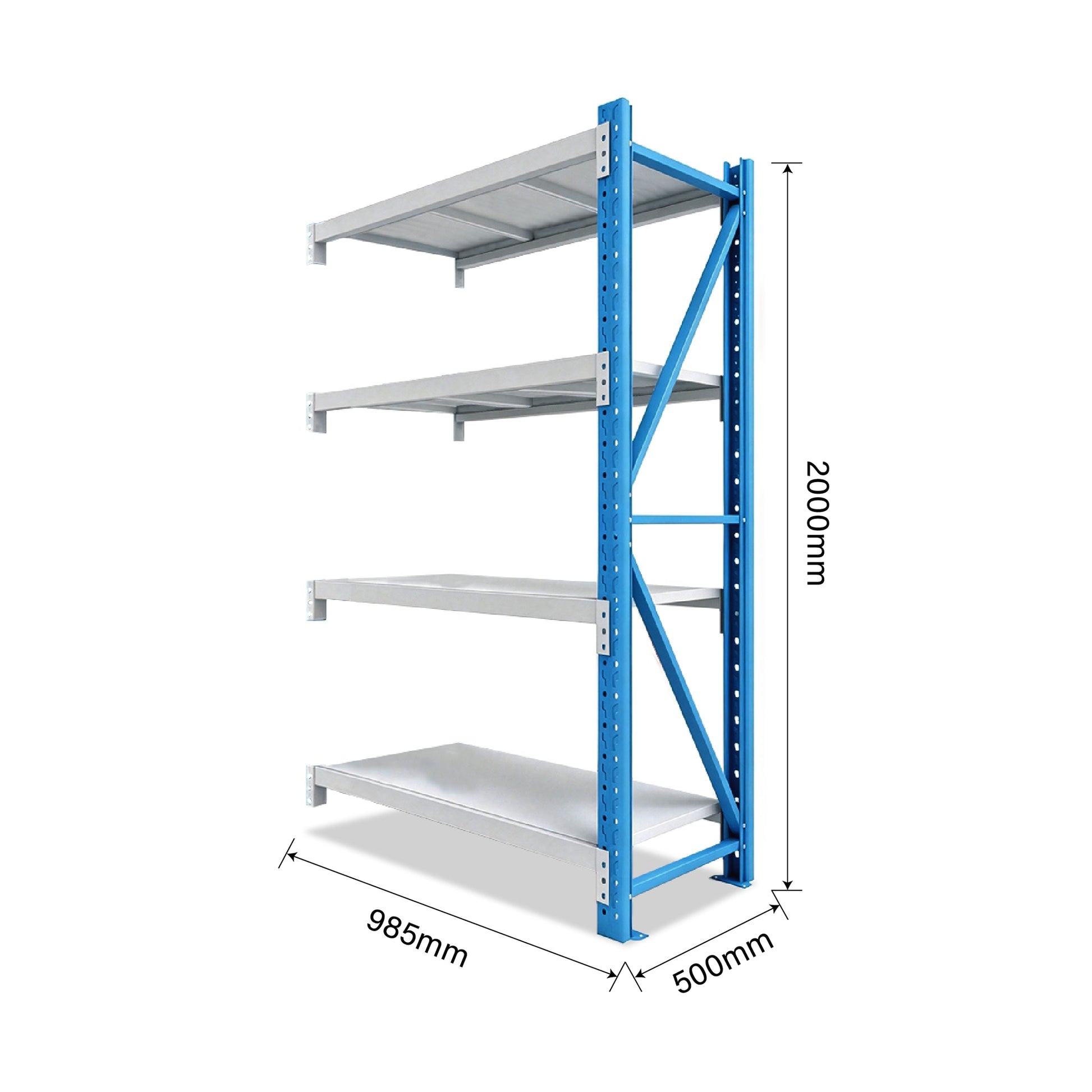Normal Duty 1m Add-on Shelving  985 L x 2000 H x 500D(930mm Beam Length)  Steelmates