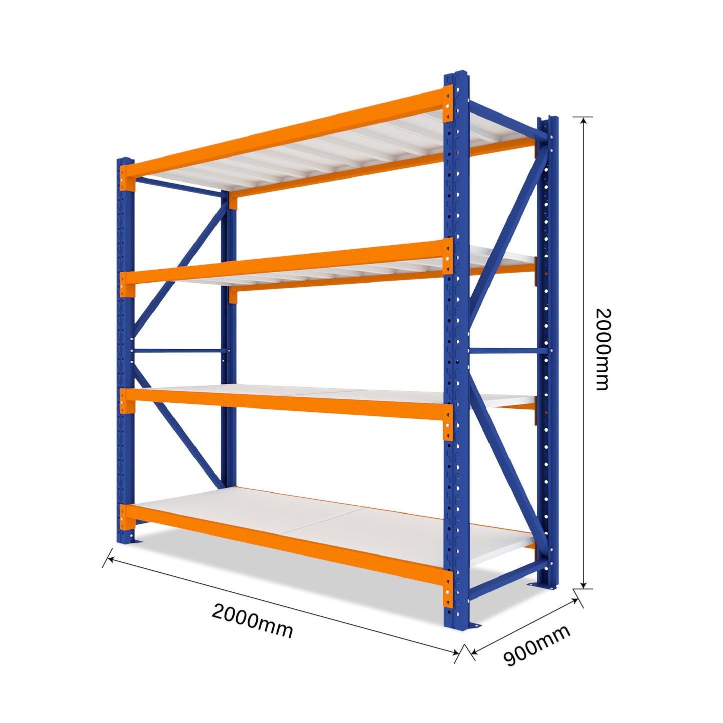 Extra Wide Single Bay Heavy Duty Shelving 2000 L x 2000 H x 900 D  Steelmates