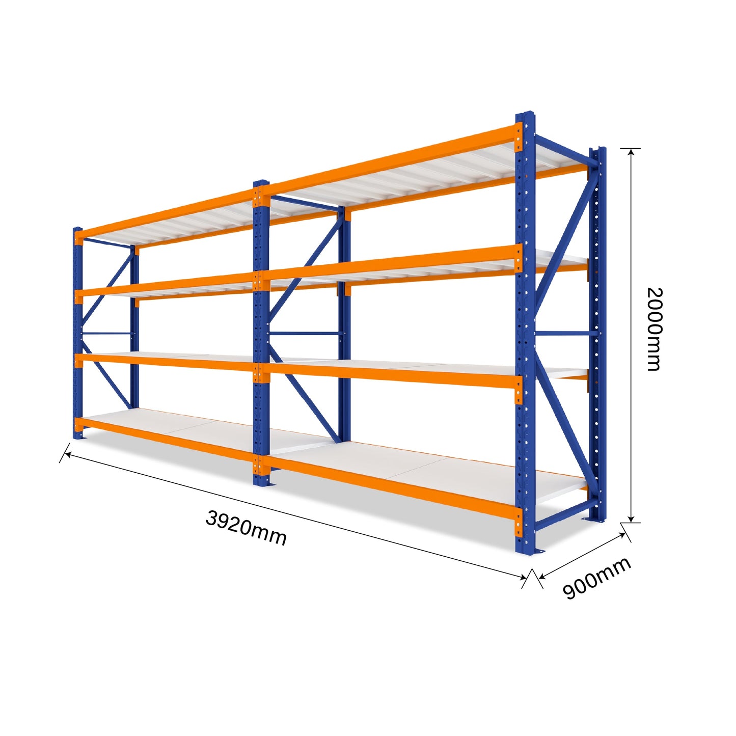 4 Tier Heavy Duty Garage Shelving 7760W x 2000H x 600D  Steelmates