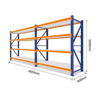 4 Tier Heavy Duty Garage Shelving 7760W x 2000H x 600D  Steelmates