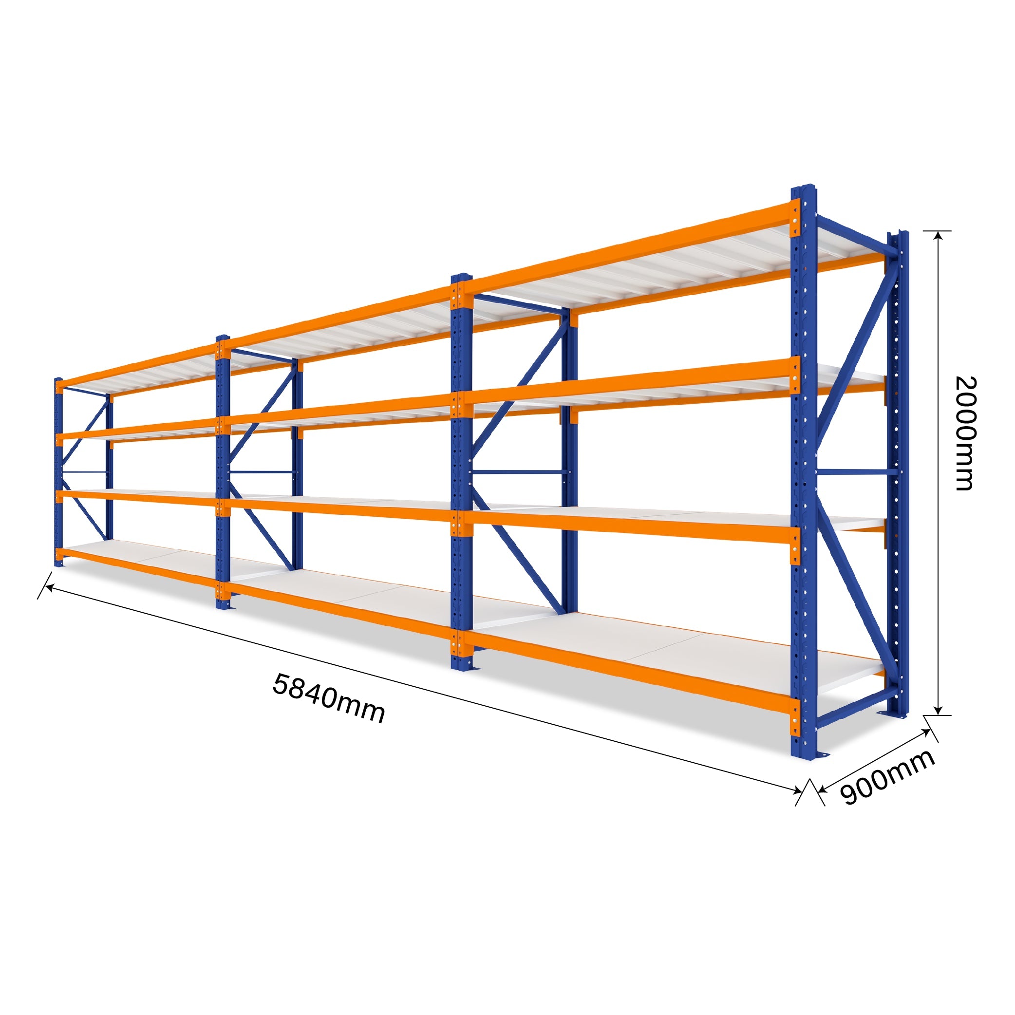 Extra Wide Triple Bay Heavy Duty Shelving 5840 L x 2000 H x 900 D  Steelmates