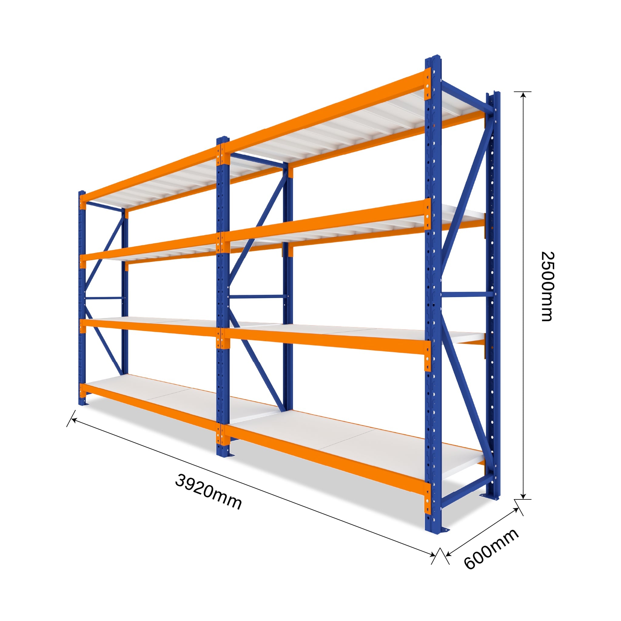2.5M Tall Double Bay heavy duty shelving 3920L X 2500H X 600D  Steelmates