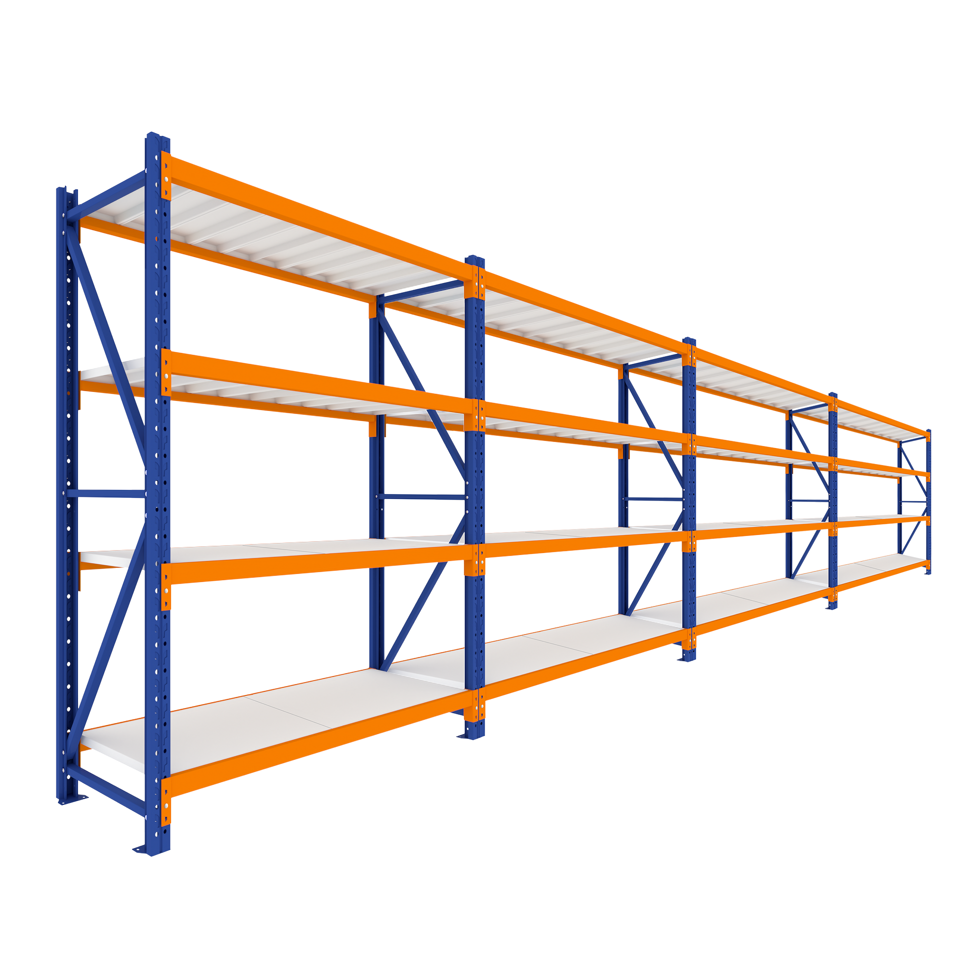 2.5M Tall Four Bay Heavy Duty Shelving 7760L X 2500H X 600D  Steelmates