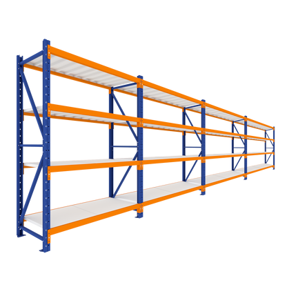 2.5M Tall Four Bay Heavy Duty Shelving 7760L X 2500H X 600D  Steelmates