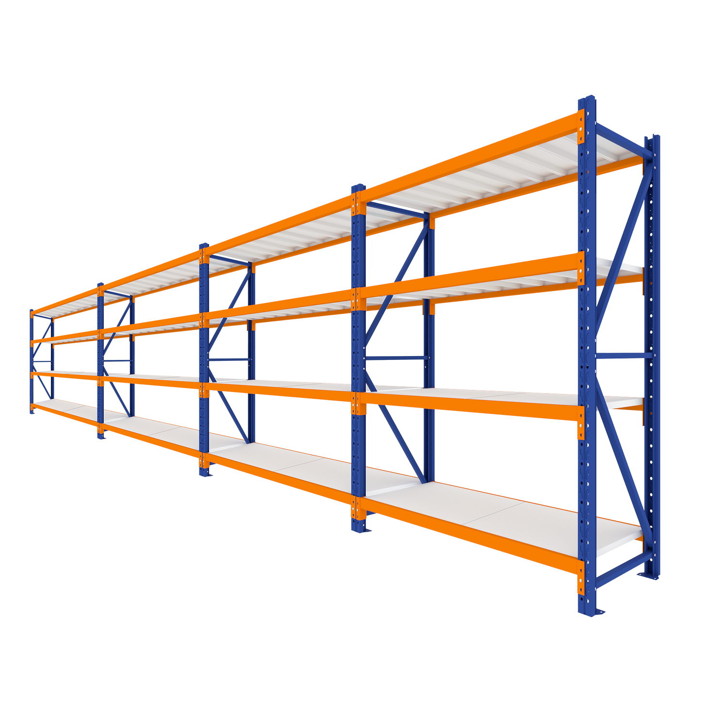 2.5M Tall Four Bay Heavy Duty Shelving 7760L X 2500H X 600D  Steelmates
