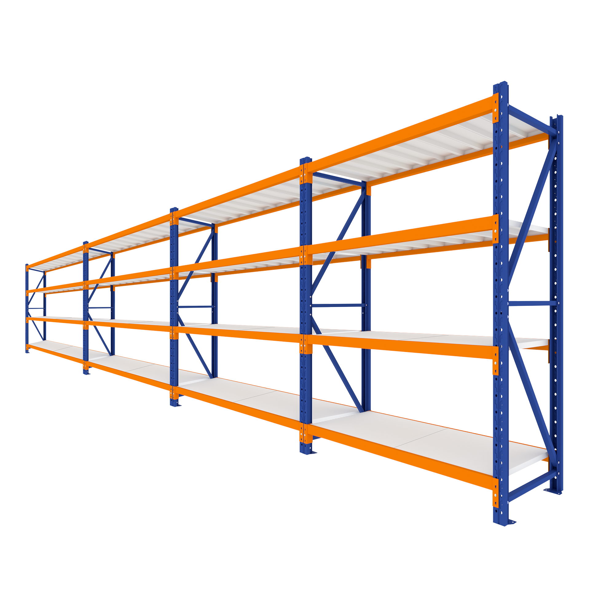 2.5M Tall Four Bay Heavy Duty Shelving 7760L X 2500H X 600D  Steelmates