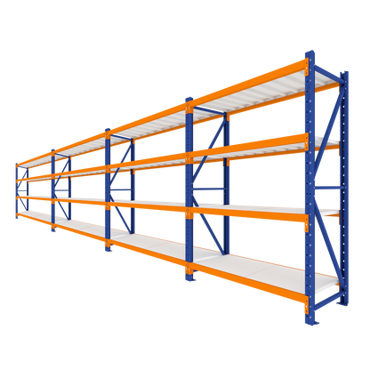 2.5M Tall Four Bay Heavy Duty Shelving 7760L X 2500H X 600D  Steelmates