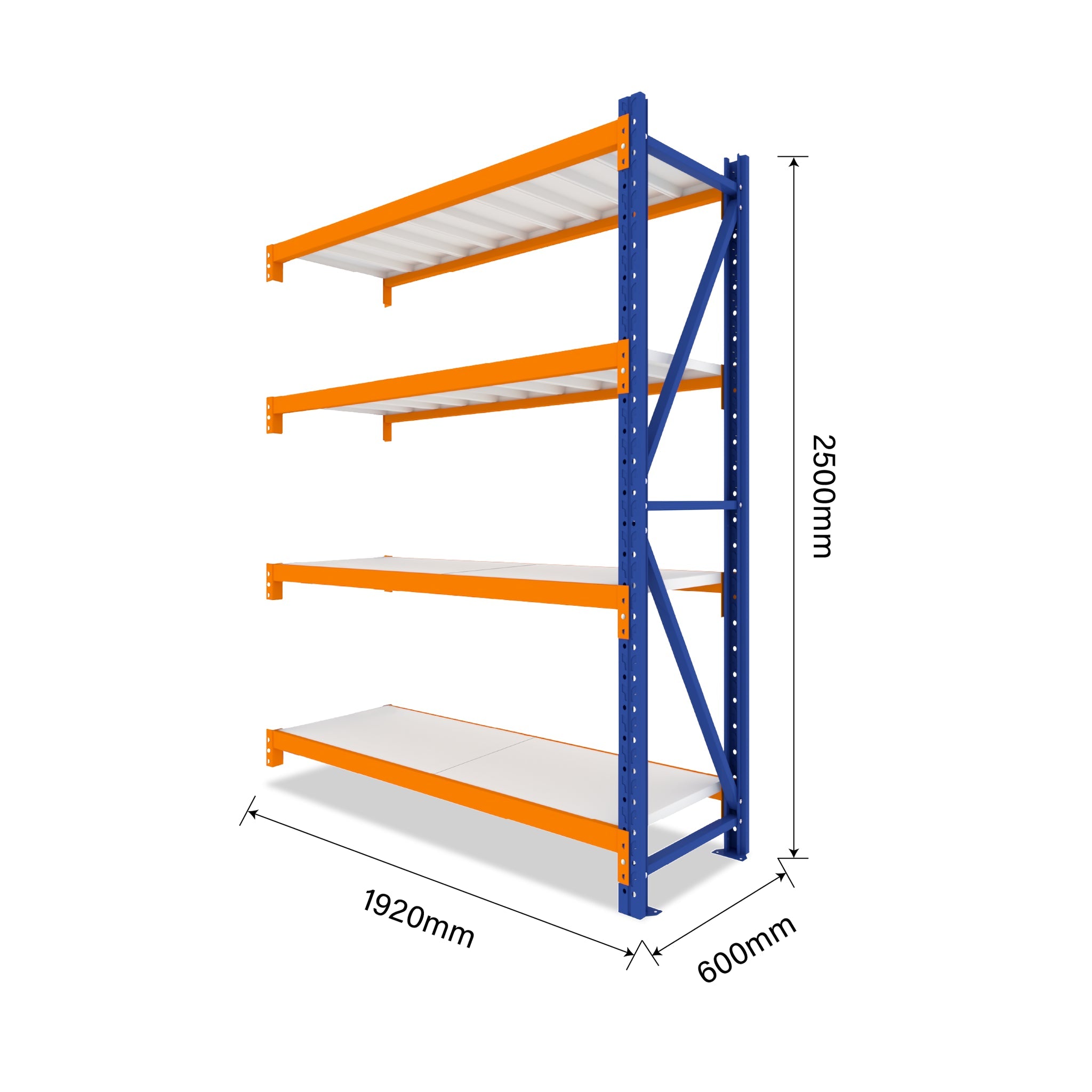 2.5M Tall Add-on Heavy Duty Shelving 1920L X 2500H X 600D  Steelmates