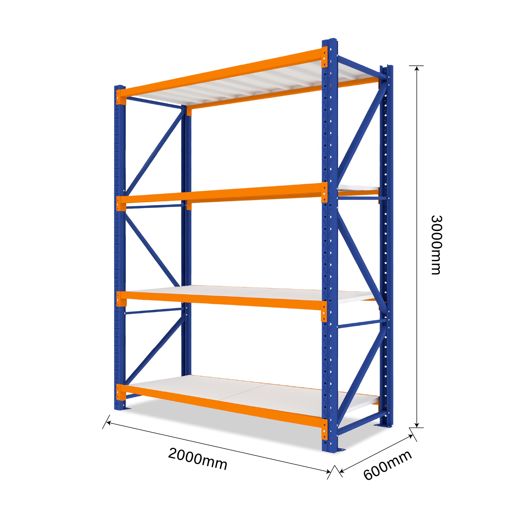 3.0M Tall Single Bay Heavy Duty Shelving 2000L X 3000H X 600D  Steelmates