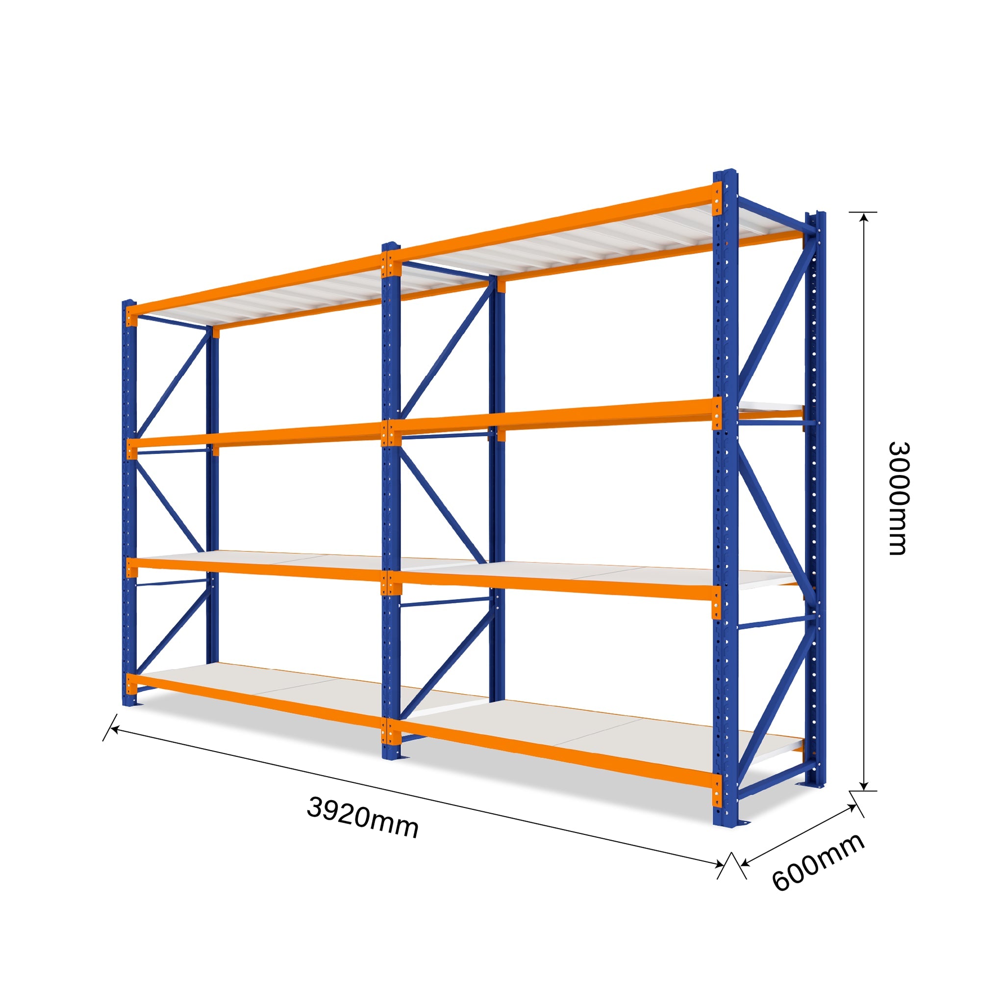 3.0M Tall Double Bay heavy duty shelving 3920L X 3000H X 600D  Steelmates