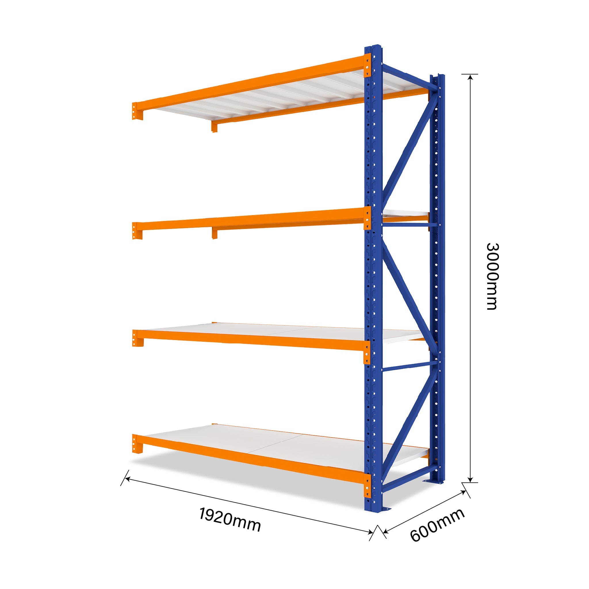 3.0M Tall Add-on Heavy Duty Shelving 1920L X 3000H X 600D  Steelmates
