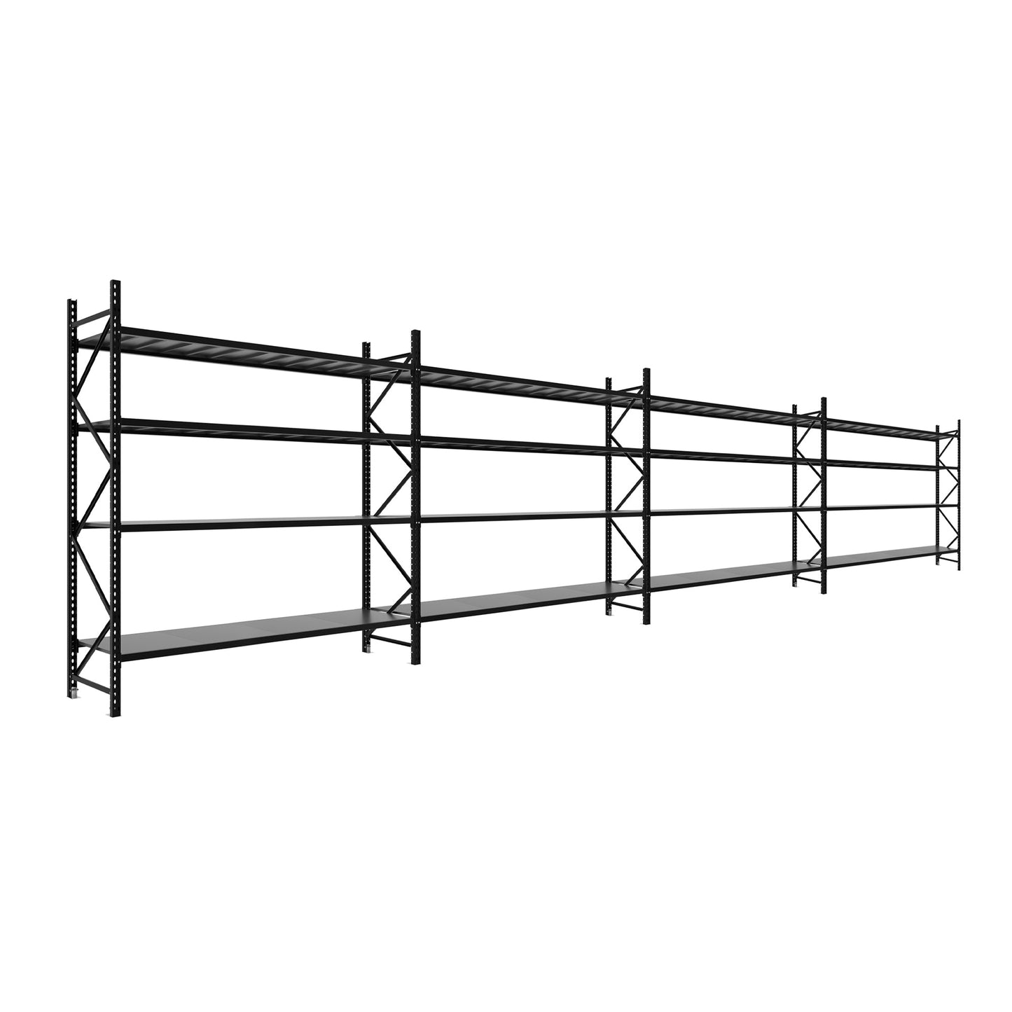 2.5M Tall Four Bay Commercial Shelving 9875L X 2500H X 600D  Steelmates