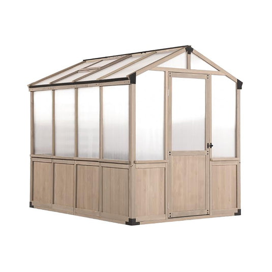 Cedar Wood Garden Greenhouse, Polycarbonate Plant House with Steel Frame  Steelmates
