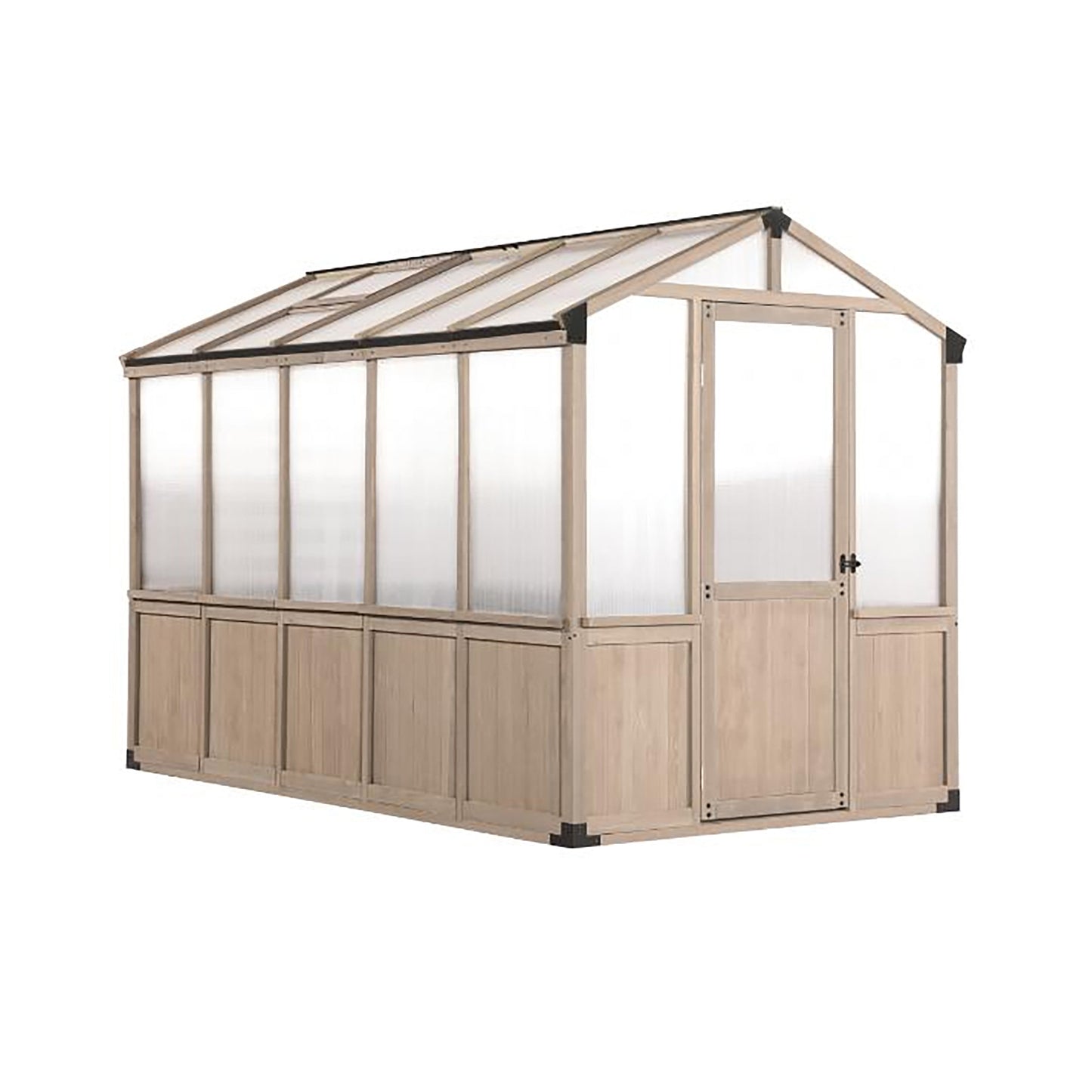 Cedar Wood Garden Greenhouse, Polycarbonate Plant House with Steel Frame  Steelmates