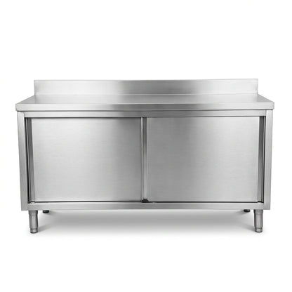 Stainless Steel Kitchen Bench with Sliding Doors Cabinet 1200x600x850mm  Steelmates