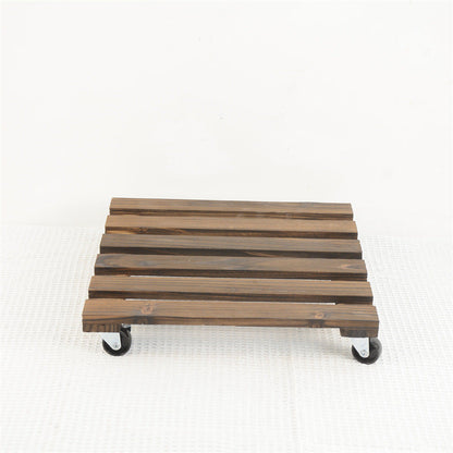 Square Wooden Plant Holder with Rolling Wheels Durable Mobile Plant Base for Indoor & Outdoor  Steelmates