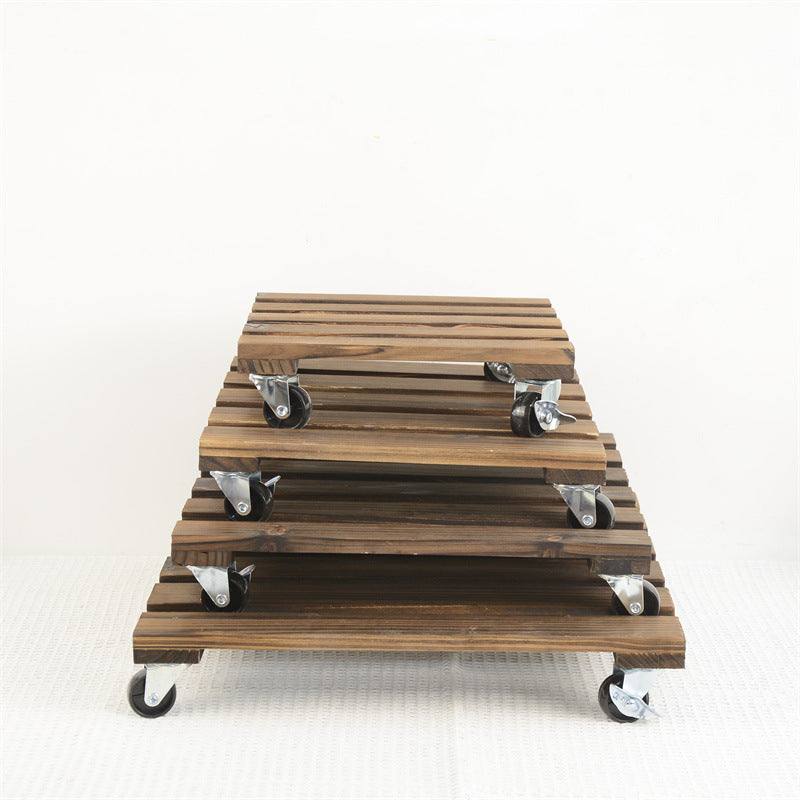 Square Wooden Plant Holder with Rolling Wheels Durable Mobile Plant Base for Indoor & Outdoor  Steelmates
