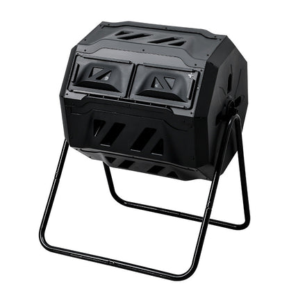 160L Dual-Chamber Outdoor Compost Tumbler Bin Rotating Garden Composting Barrel  Steelmates