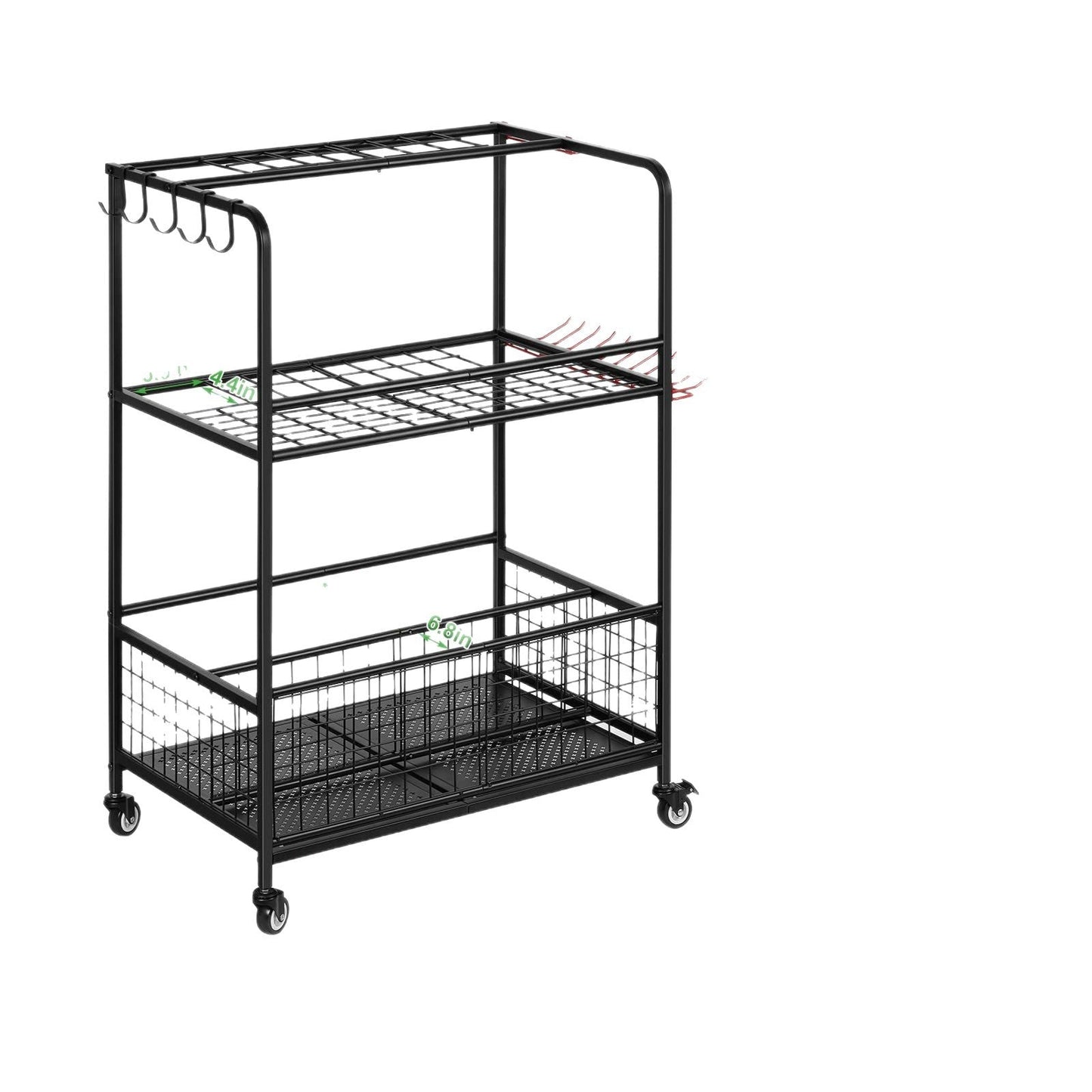 Garden Tool Storage Organizer with Wheels – Multi-Function Metal Rack  Steelmates