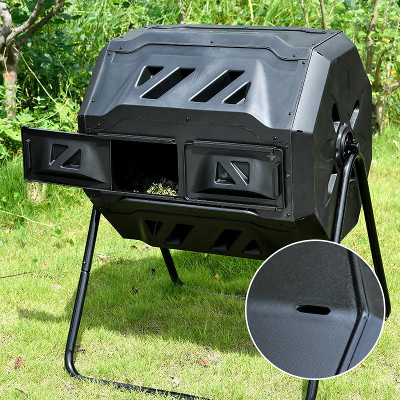 160L Dual-Chamber Outdoor Compost Tumbler Bin Rotating Garden Composting Barrel  Steelmates