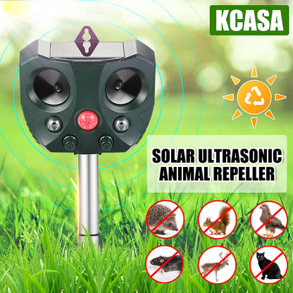 Solar Ultrasonic Animal Repeller with PIR Sensor & Flashing LED Lights  Steelmates