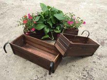 Carbonized Wooden Hanging Planter Box  Steelmates