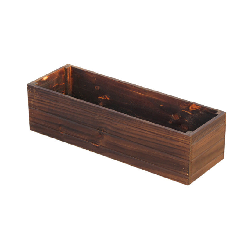 Carbonized Wooden Hanging Planter Box  Steelmates