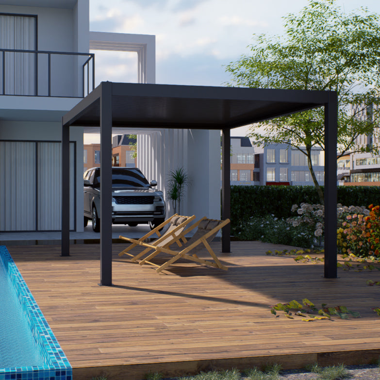 3000 L x 4000 W x 2500 H Louvred Pergola Louvre Roof Dark Grey