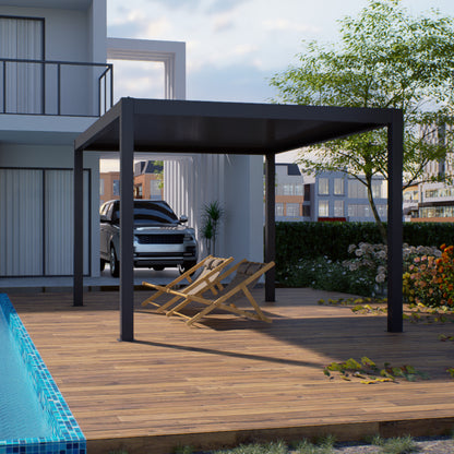 3000 L x 4000 W x 2500 H Louvred Pergola Louvre Roof Dark Grey