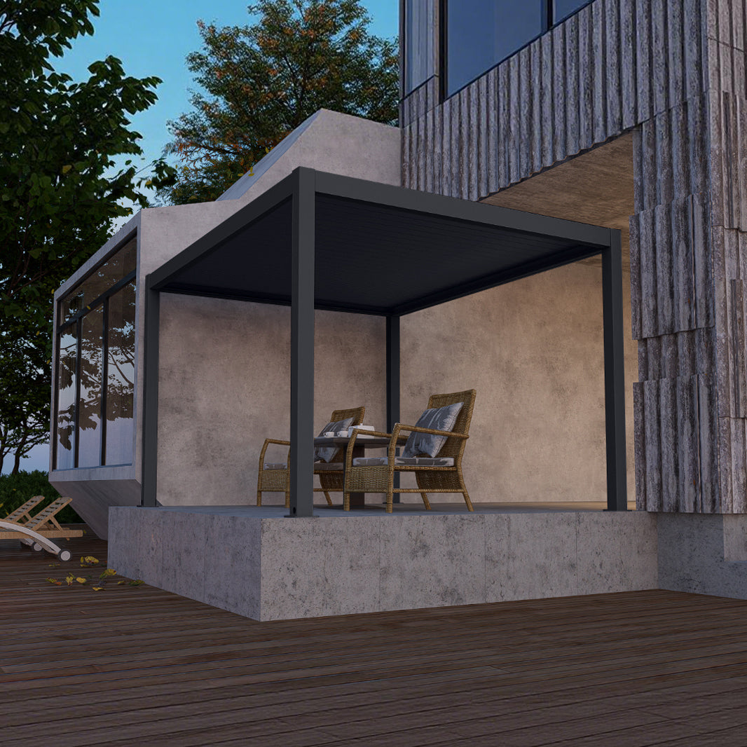 3000 L x 4000 W x 2500 H Louvred Pergola Louvre Roof Dark Grey