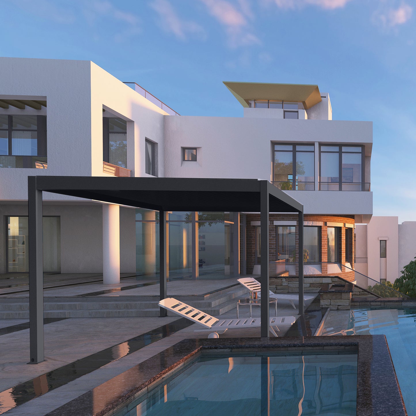 3000 L x 4000 W x 2500 H Louvred Pergola Louvre Roof Dark Grey