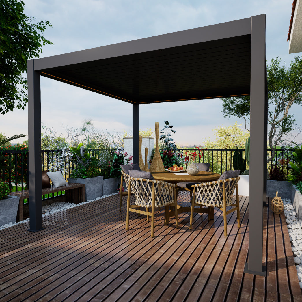 3000 L x 4000 W x 2500 H Louvred Pergola Louvre Roof Dark Grey