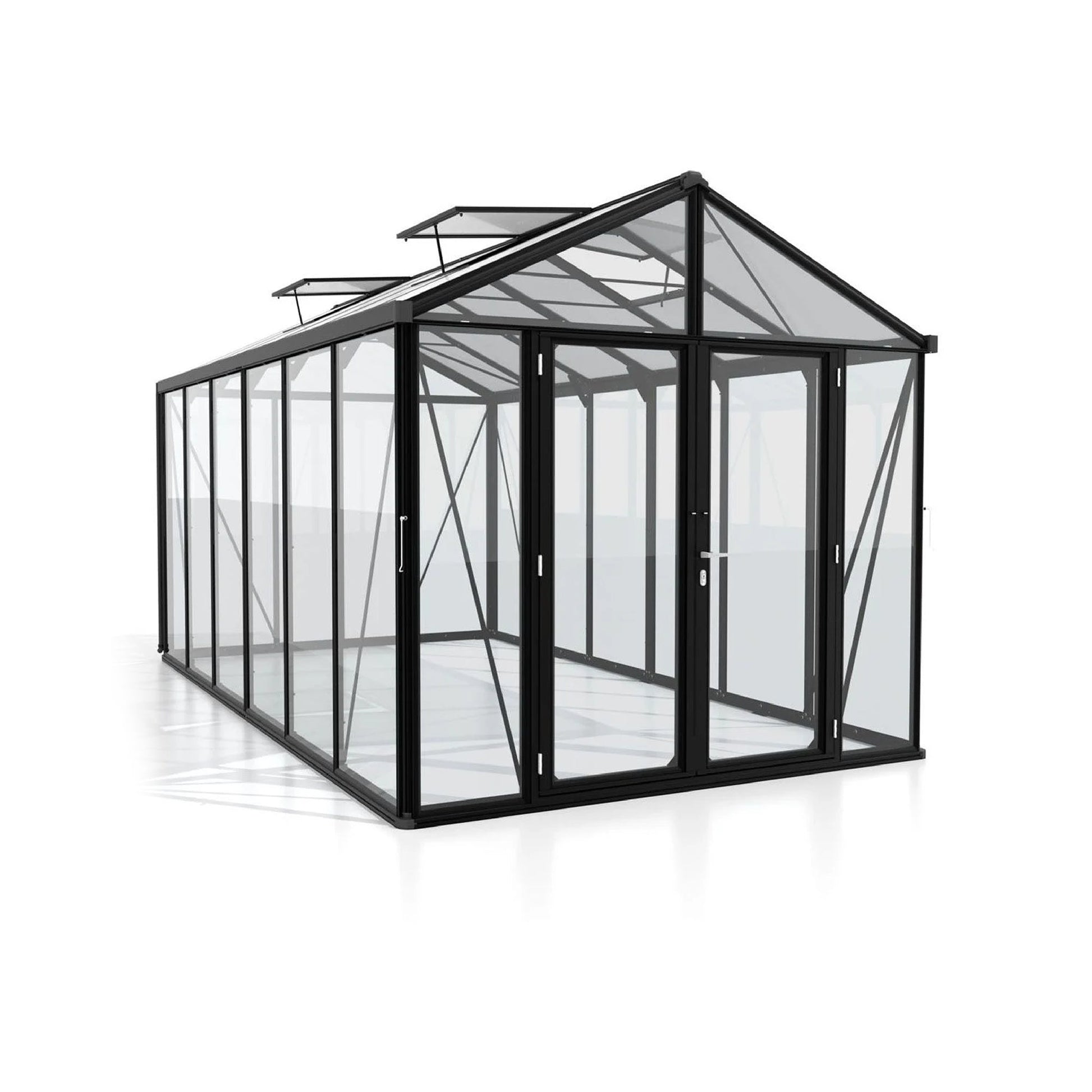 PC Roof Glasshouse with 4mm Clear Glass 2580 x 4650 x 2500mm Glasshouses Steelmates