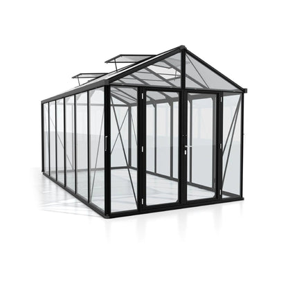 PC Roof Glasshouse with 4mm Clear Glass 2580 x 4650 x 2500mm Glasshouses Steelmates