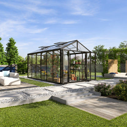 PC Roof Glasshouse with 4mm Clear Glass 2580 x 4650 x 2500mm Glasshouses Steelmates