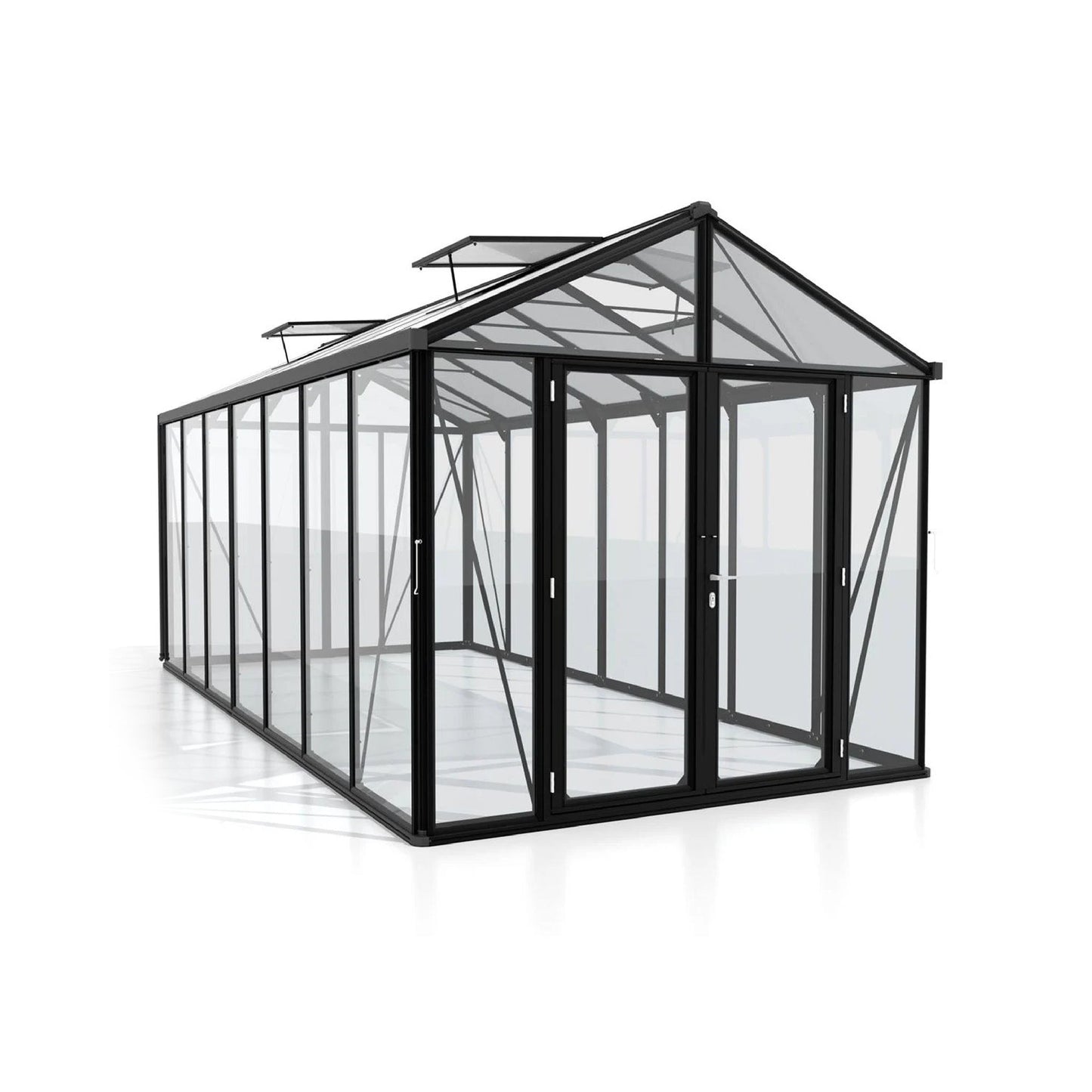 PC Roof Glasshouse with 4mm Clear Glass 2580 x 5400 x 2500mm Glasshouses Steelmates