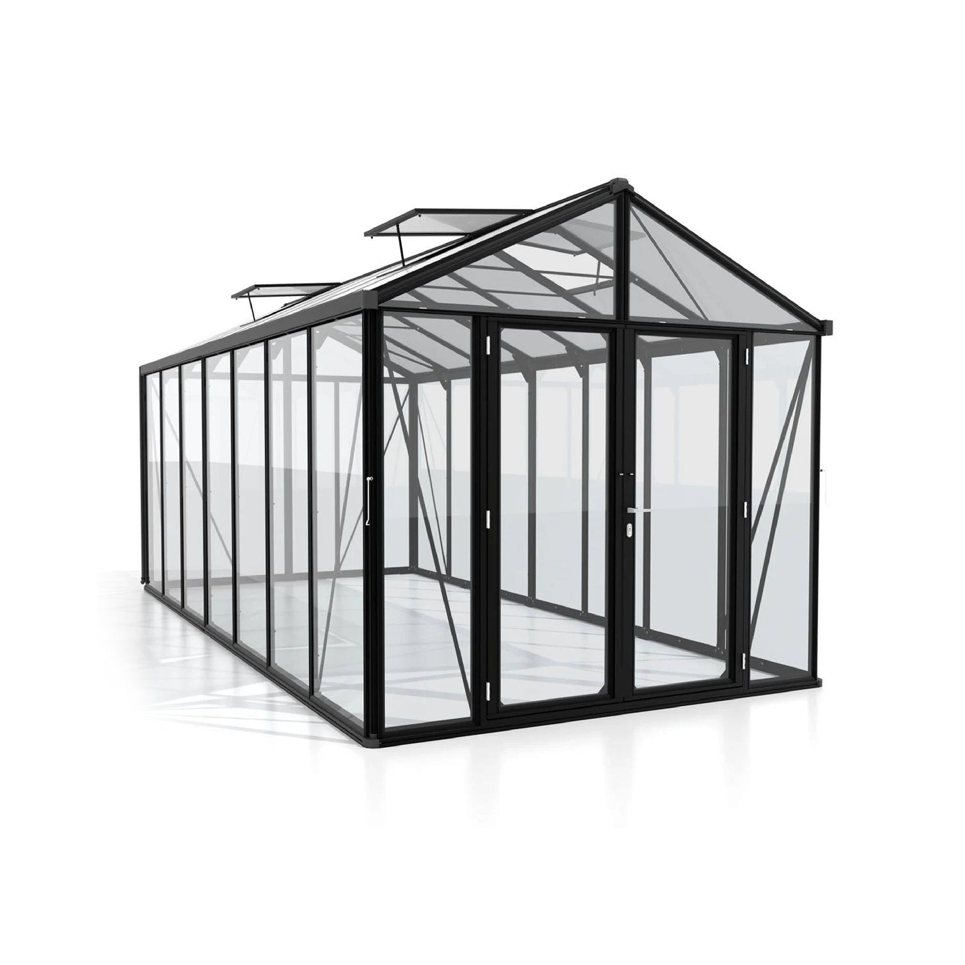 PC Roof Glasshouse with 4mm Clear Glass 2580 x 5400 x 2500mm Glasshouses Steelmates