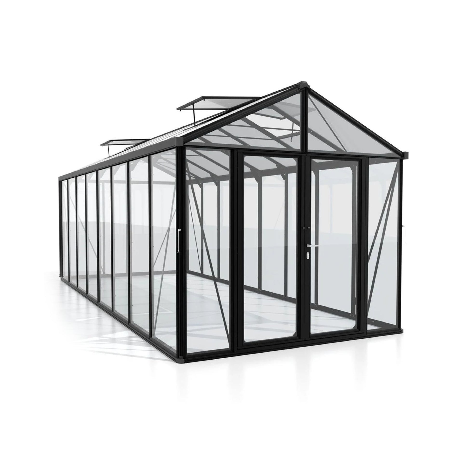 PC Roof Glasshouse with 4mm Clear Glass 2580 x 6140 x 2500mm Glasshouses Steelmates