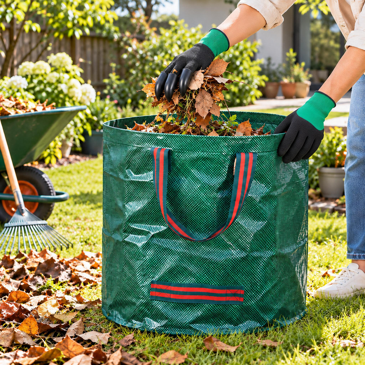 Large Capacity Garden Waste Bag Set PP Woven Leaf Collection Bag with Claw Gloves  Steelmates