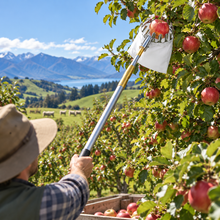 2.1M Telescopic Fruit Picker with Storage Bag Stainless Steel Pole Apple, Pear & Citrus Harvester  Steelmates