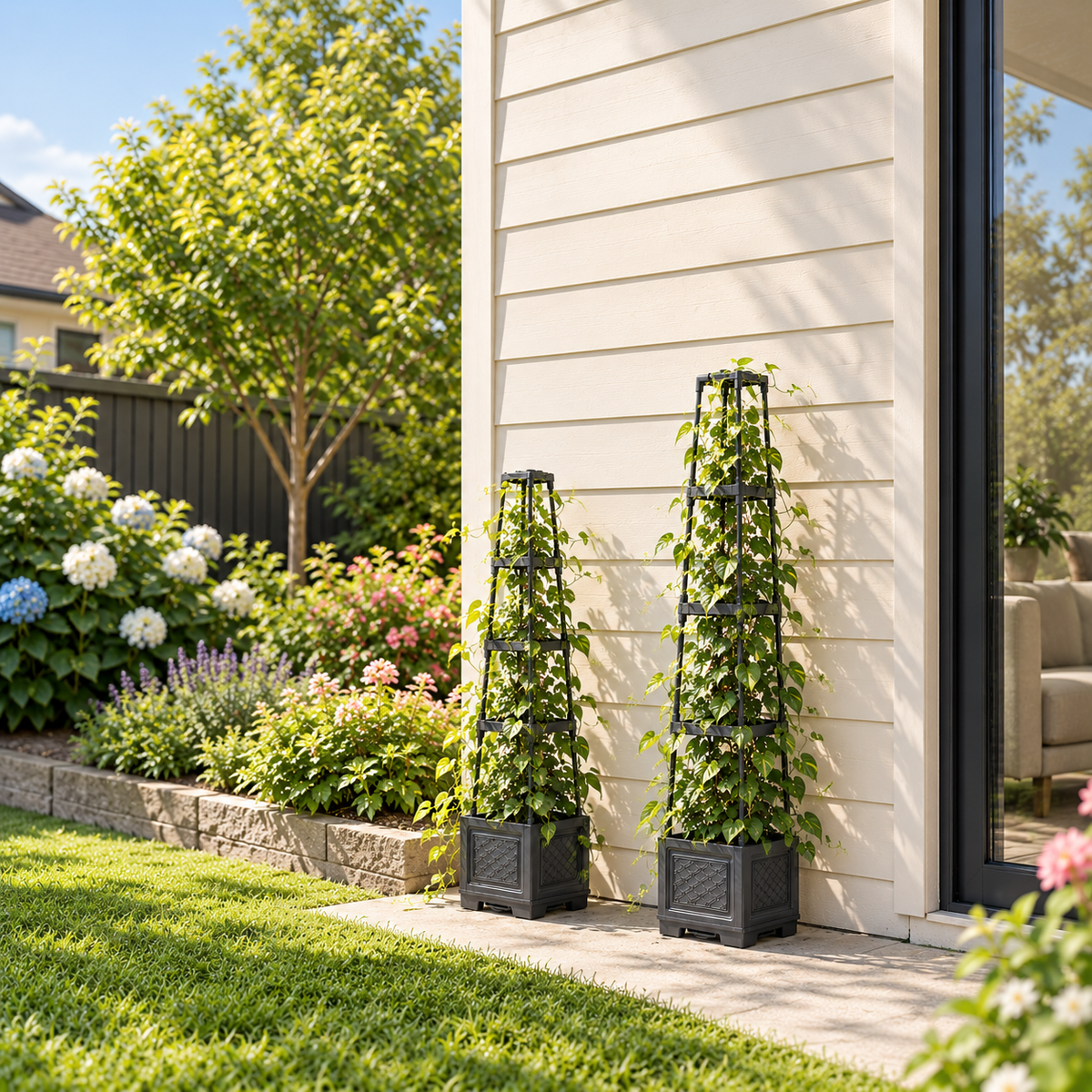Wheeled Climbing Planter Box with Trellis  Steelmates