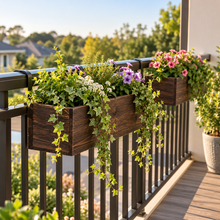 Carbonized Wooden Hanging Planter Box  Steelmates