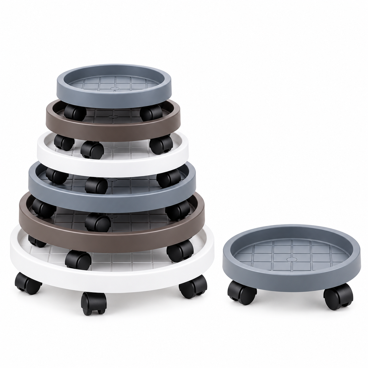 Movable Plant Pot Tray with Wheels & Water Catcher Base  Steelmates