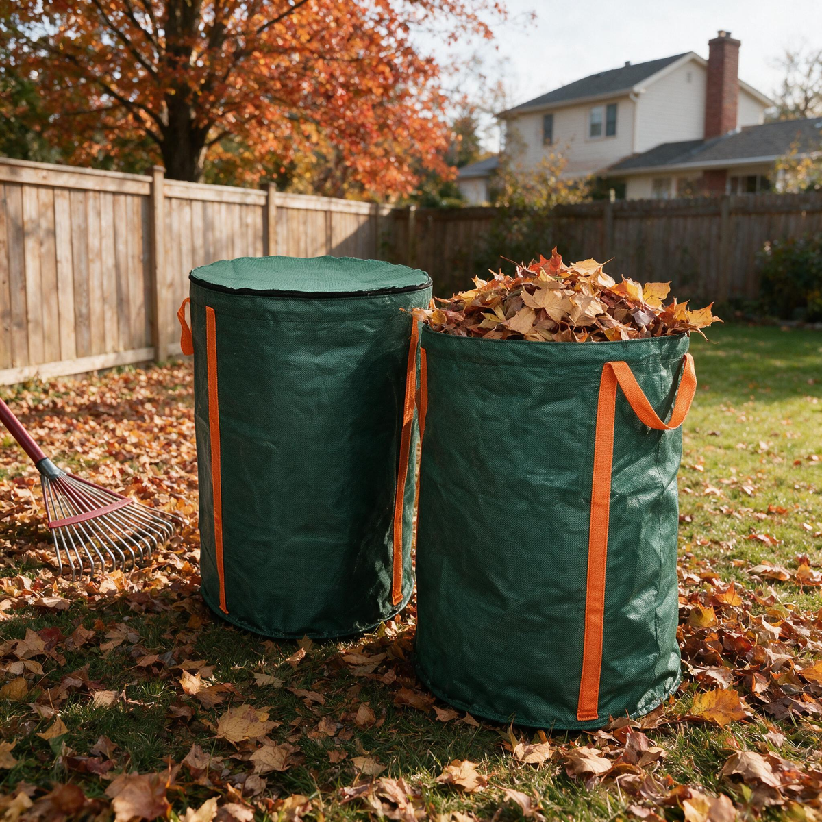 Large 120L Garden Waste Bag with Cover , Thickened Waterproof Leaf Collection Bag  Steelmates